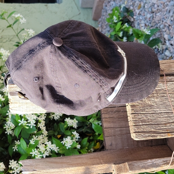 Rhinestone Fluer de Lis Womens Black Baseball Hat Decky Adjustable Strap Closure - Picture 4 of 6